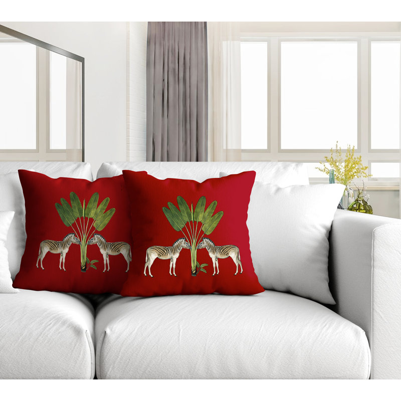 Housse et insert de coussin carré intérieur / extérieur , L 15 po x H 15 po, Rouge