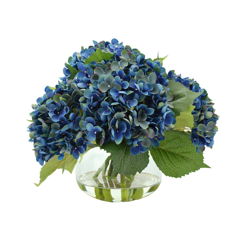 Hortensias en vase, Bleu très foncé