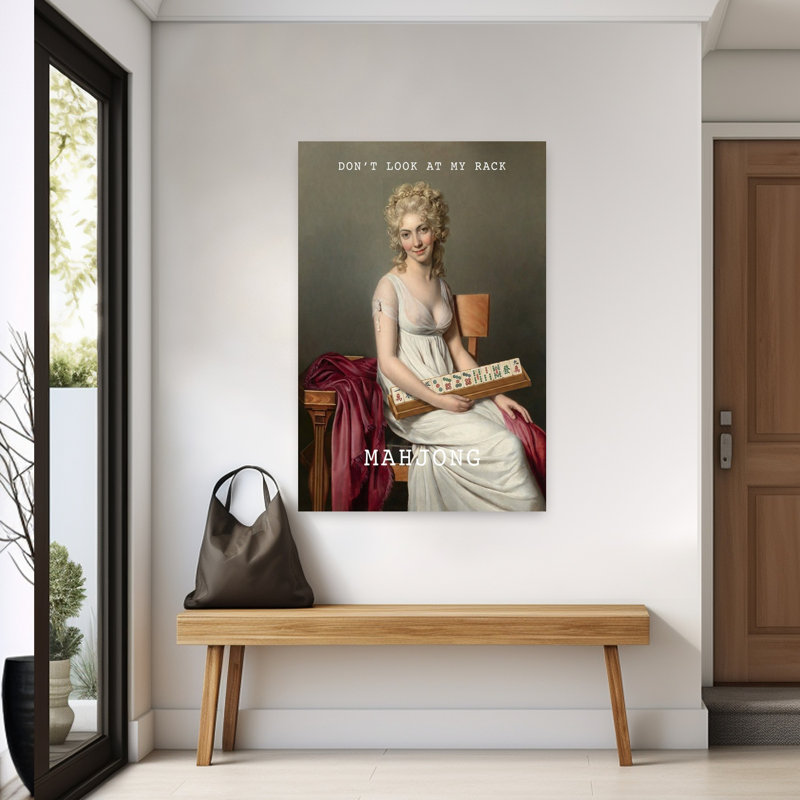 «Witty Mahjong Woman Elegant Playful Traditional Portrait», art mural, H 60 po x l 40 po