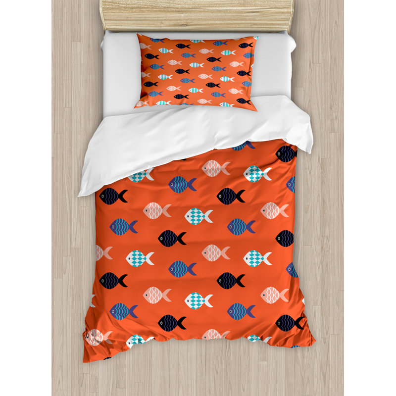 Ambesonne Coral Coastal Duvet Cover Set