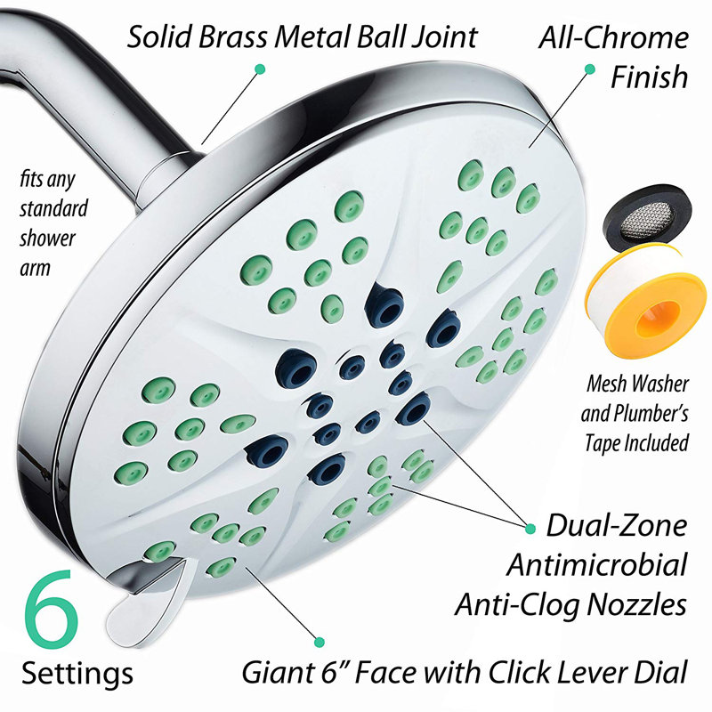 Pomme de douche fixe multifonction antimicrobienne Notilus
