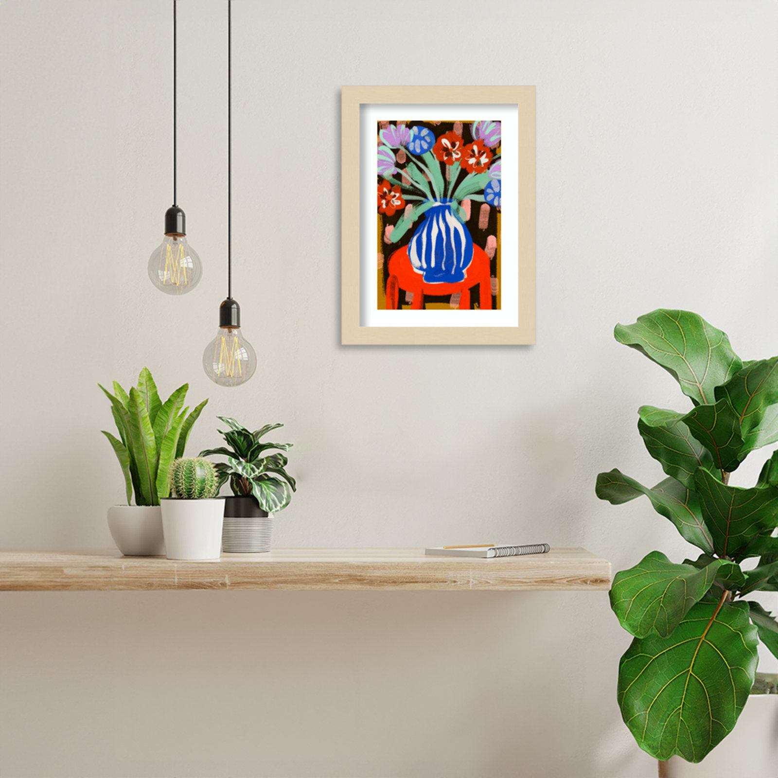 Floral Still Life No 2 by Treechild Wood Framed Wall Art Print, Brown, 13" H x 10" W