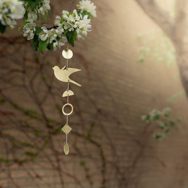  Bird Hanging Accent Brass Metal