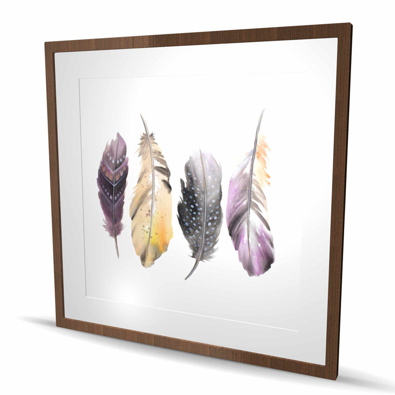 Bohemian Feather Set - Beige Romantic Framed Print Decor