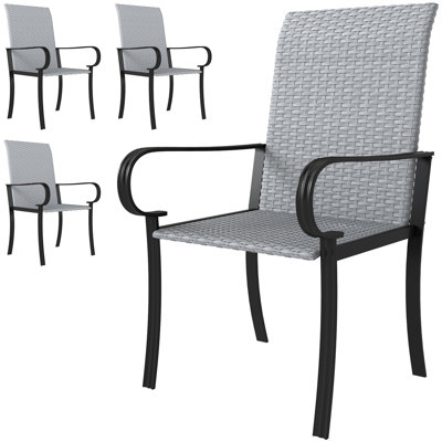 Ensemble de 4 chaises de salle à manger d'extérieur en osier Outsunny