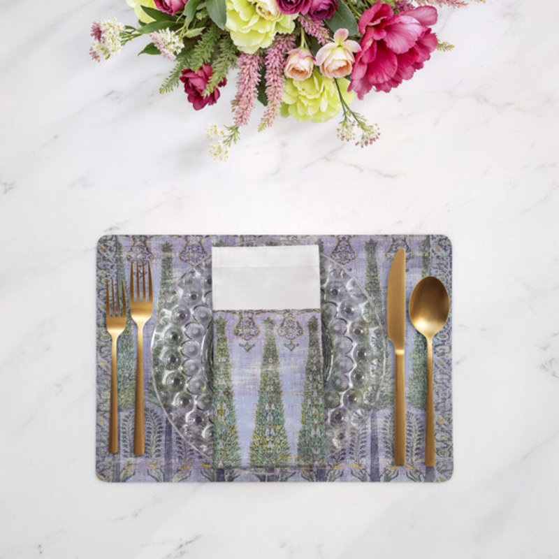 Topkapi Garden Cotton Sateen Dinner Napkins, Gold Purple