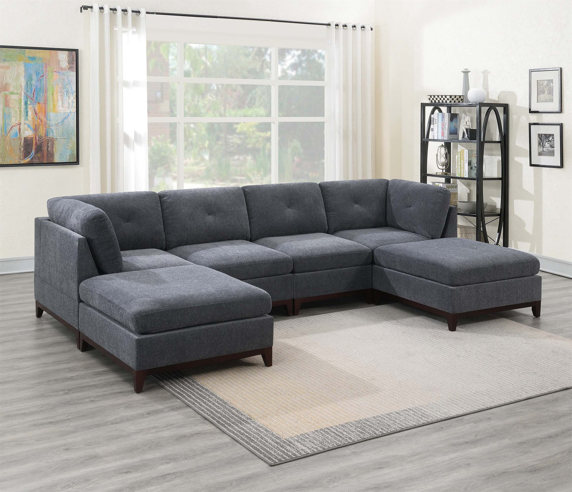 Hokku Designs Chenille Fabric Modular Sectional 6Pc Set Living Room ...