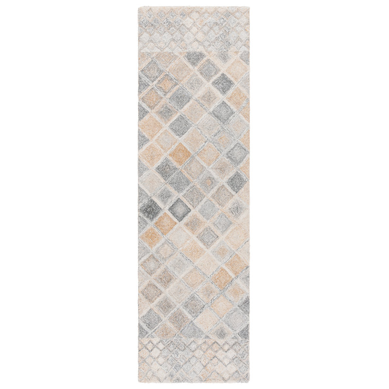 Tapis beige / gris Thaissa802, Tapis de couloir 2 pi 3 po x 8 pi