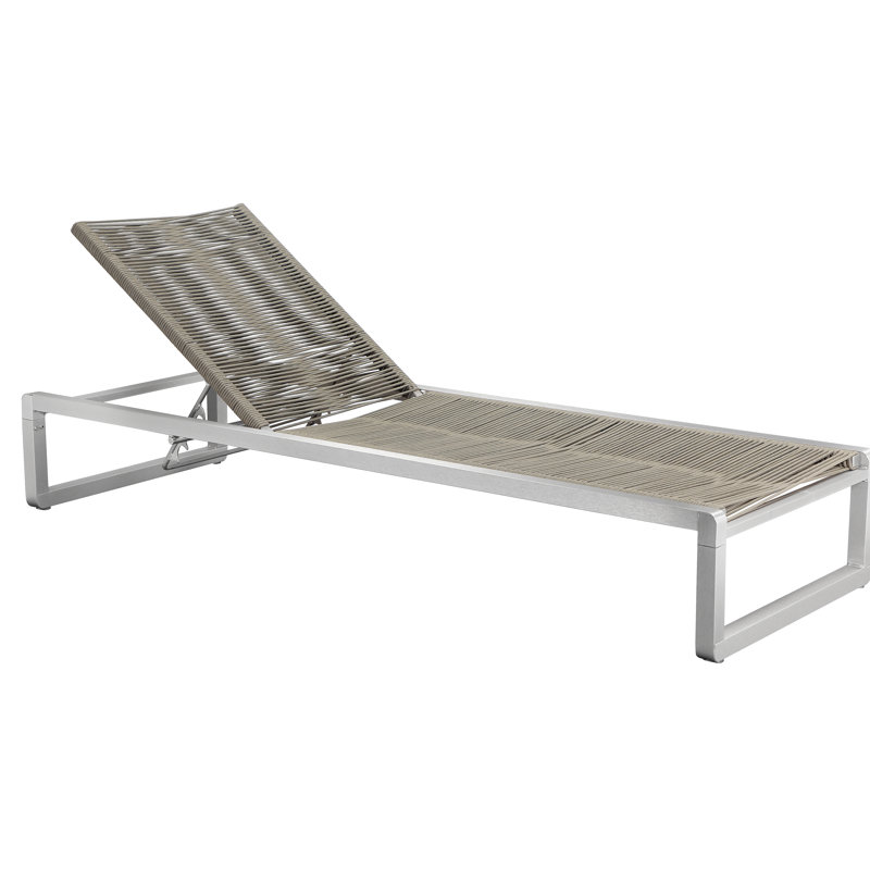 Pangea Home Bella Outdoor Aluminum Chaise Lounge – Modern Patio Sun Lounger with Quick-Dry Rope & Easy-Move Wheels - Grey