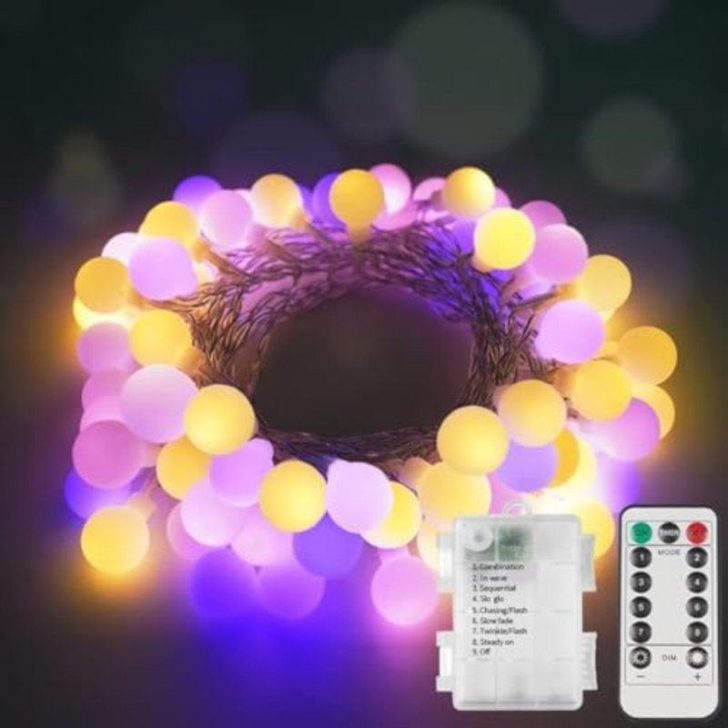 Multicolore, 100 lumières sphériques colorées avec télécommande