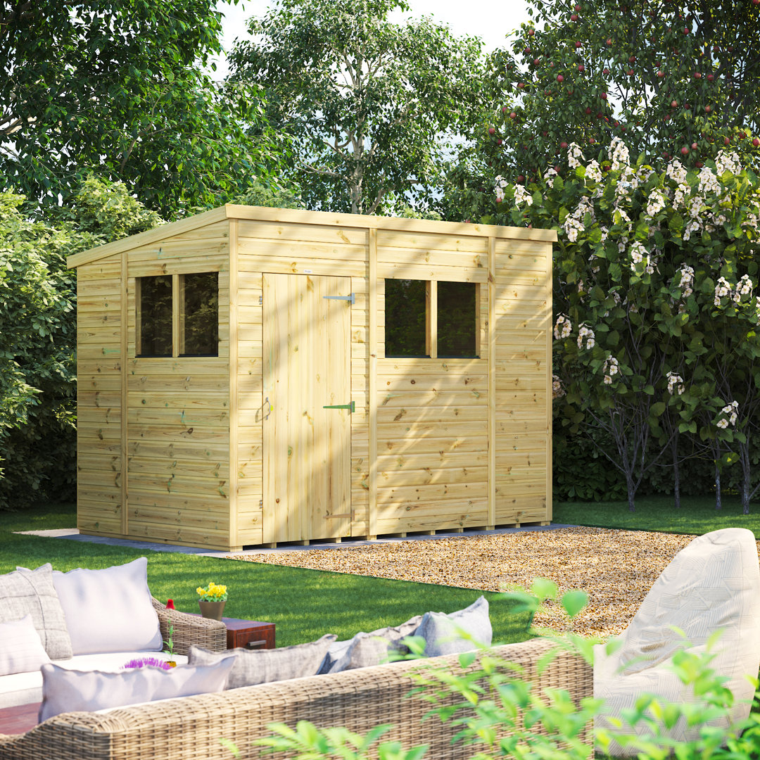 Powersheds 10 x 6ft Premium Pressure Treated Timber Pent Garden Shed