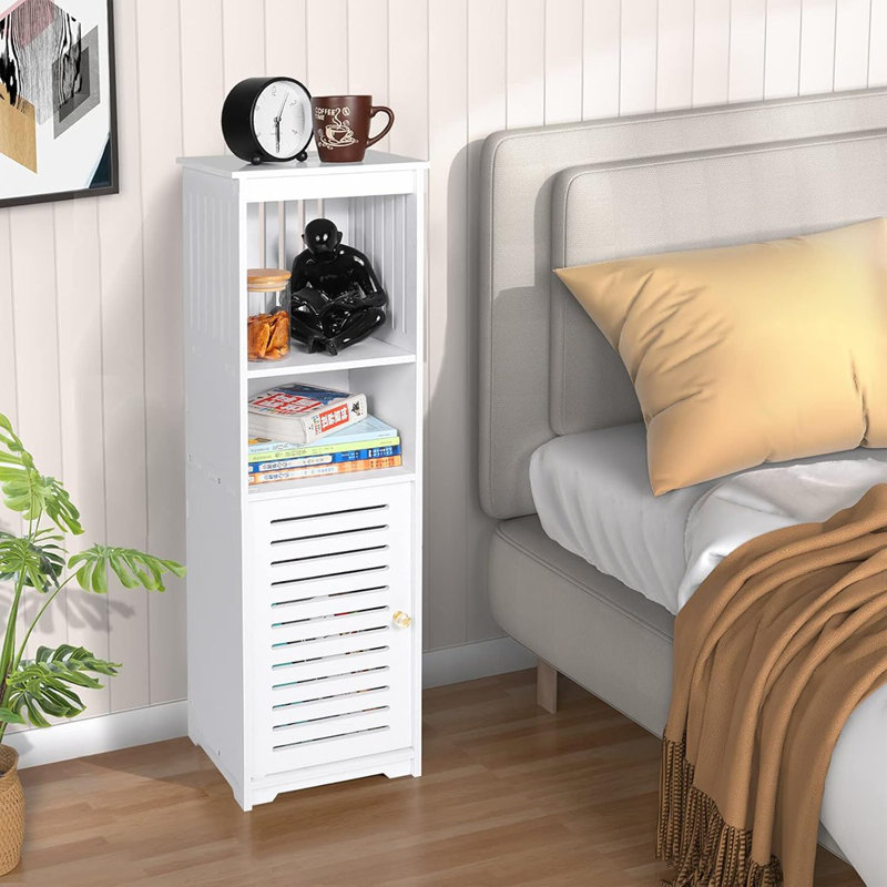 Small Bathroom Storage Cabinet, White Floor Standing Storage Cab...