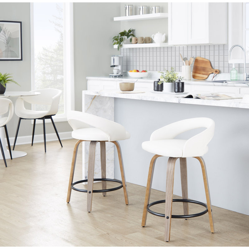 Tabouret de comptoir avec pivot, Beige, Naturel