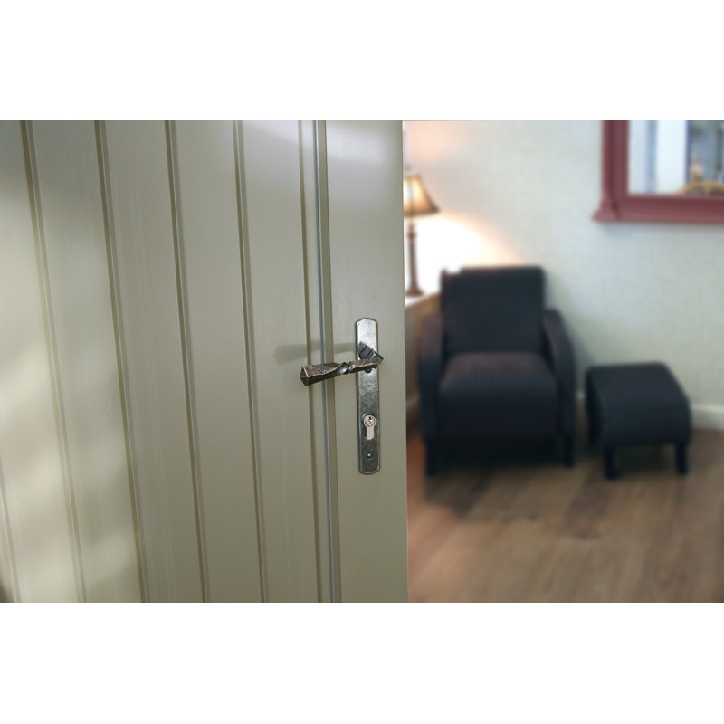 Narrow Lock Door Handle, Pewter Patina