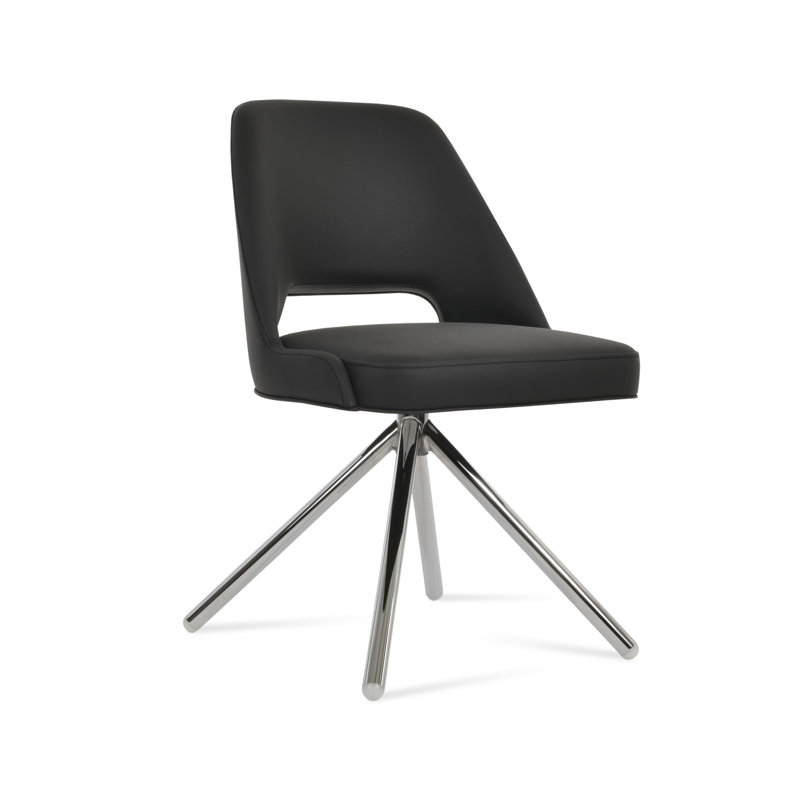 Chaise d'appoint pivotante Marash Stick, Gris clair, Chrome chrome