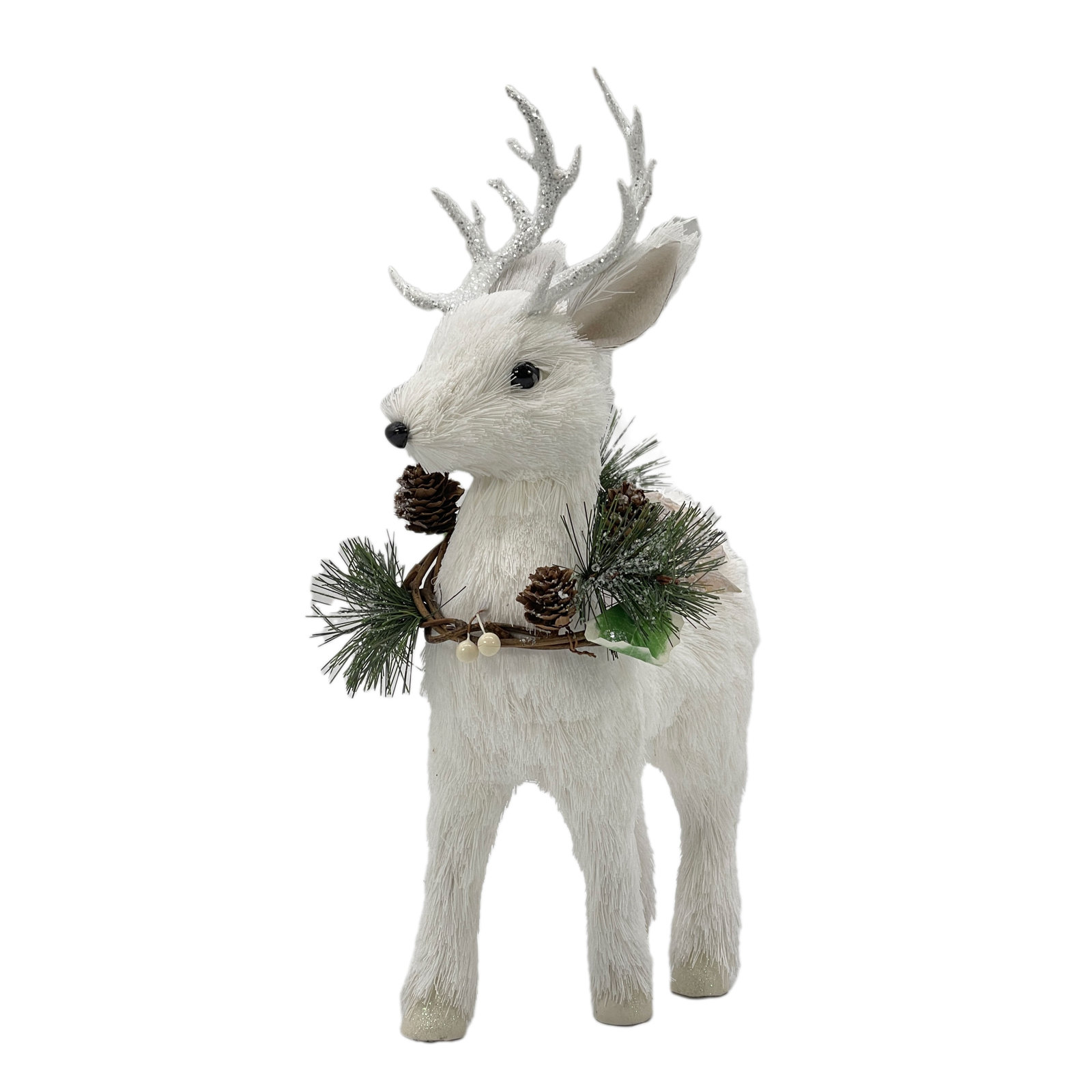 White Christmas Reindeer Decor 14"