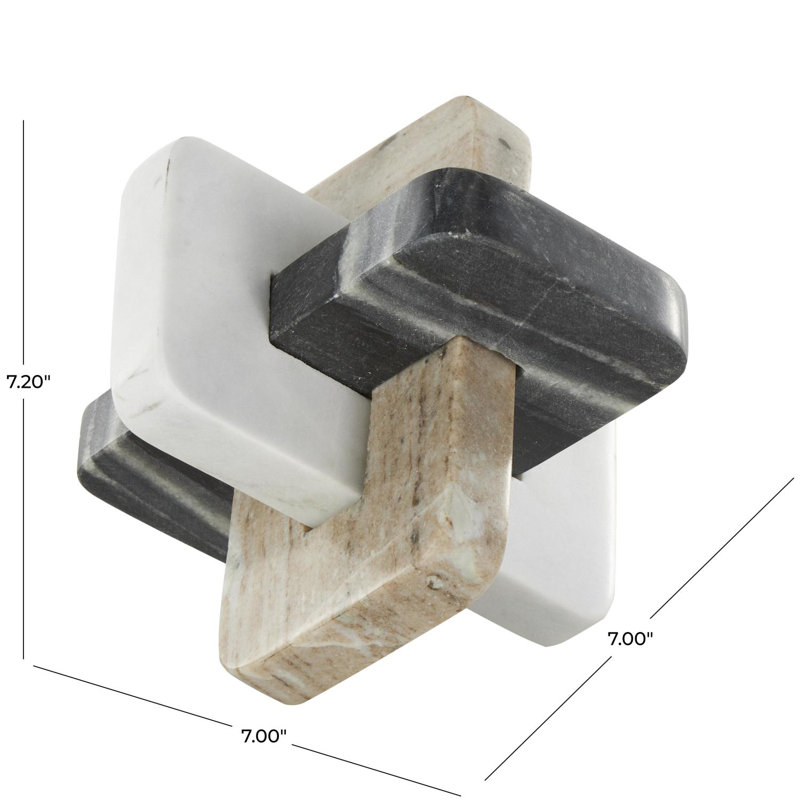Cole And Grey Marble Geometric Link Knot Sculpture