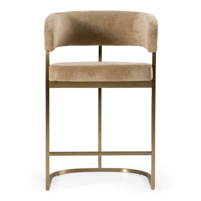Sebastian - Modern Fabric + Counter Chair, Brown/Antique Brass