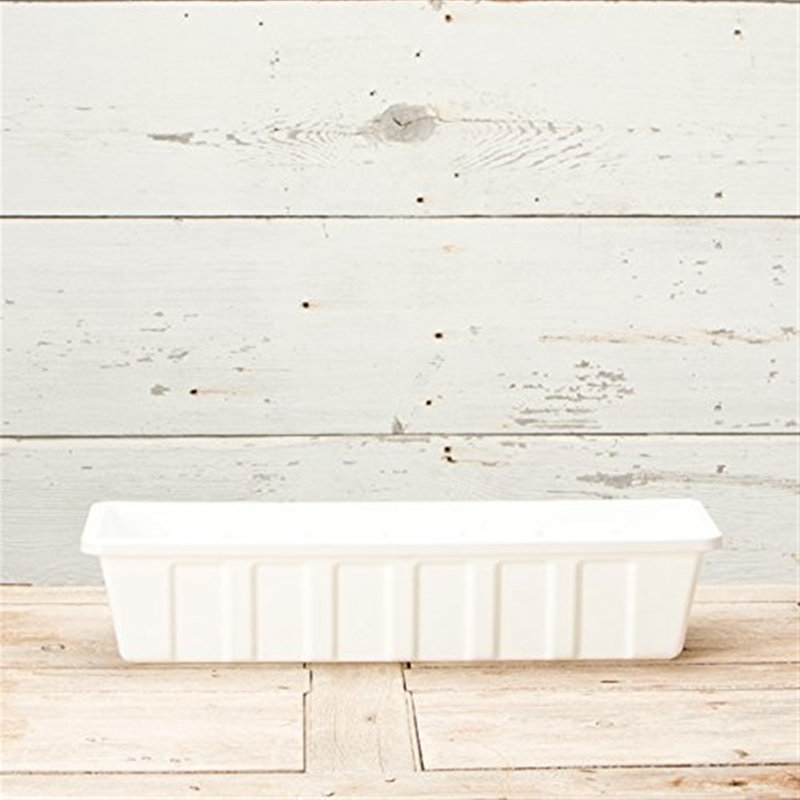 Plastic Planter Box, White, 5" H x 24" W x 8" D