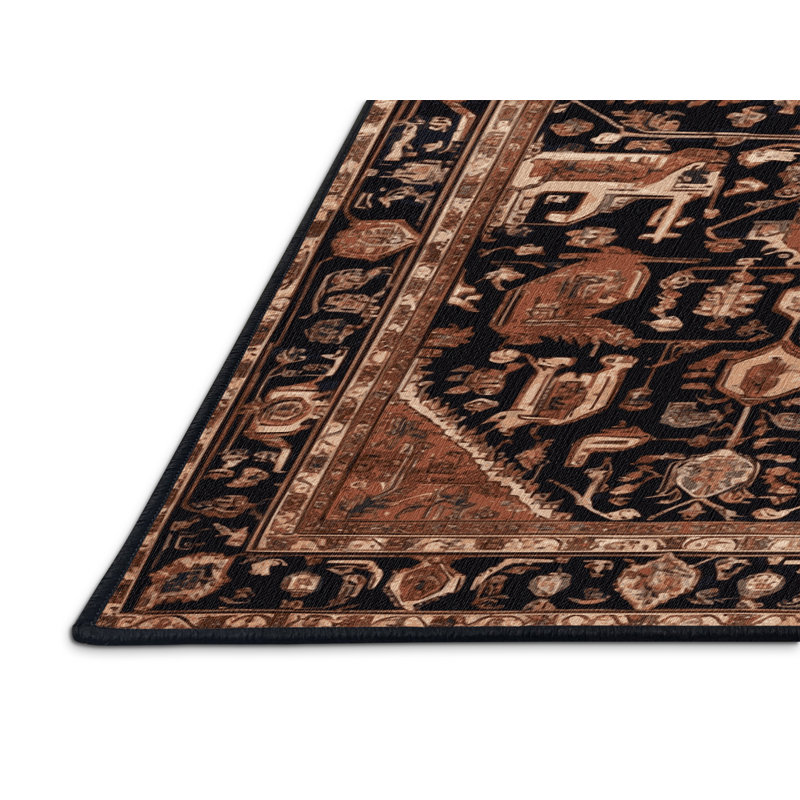 Tapis brun lavable à la machine, Rond 4 pi
