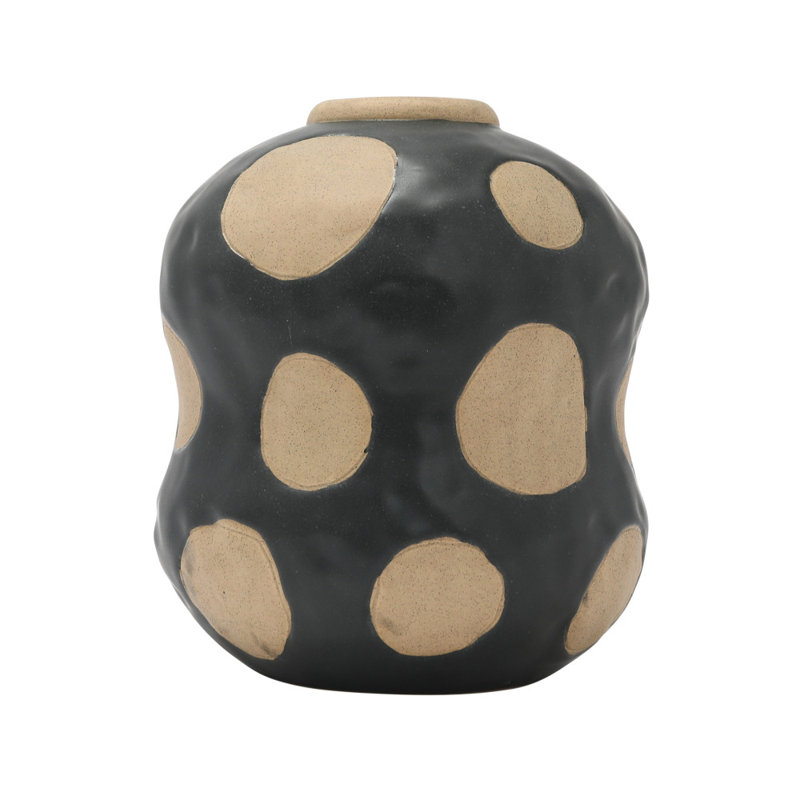 Bologna Round Stoneware Vase with Wax Relief Dots