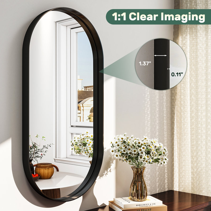 Miroir de salle de bain Mordern-Design, 20 po x 36 po, Noir, noir, noir, noir