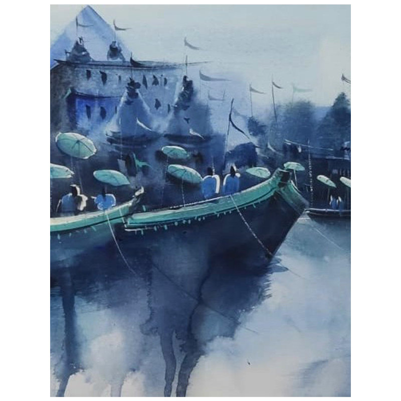 Kashi Vishwanath Varanasi | Peinture de Santu Naskar | Aquarelle sur papier