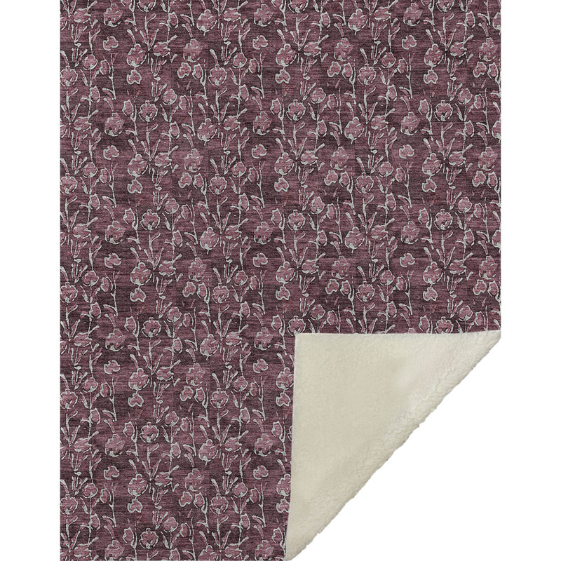 Jeté floral Sherpa ASB692 Addison, Merlot