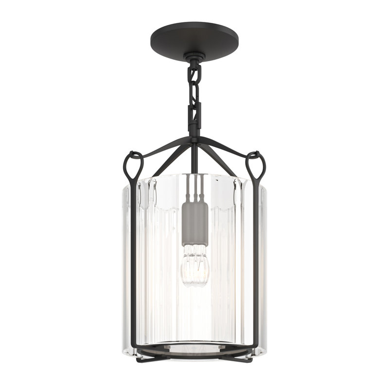 Bow 1 - Light Semi Flush Mount, Black, Clear Fluted