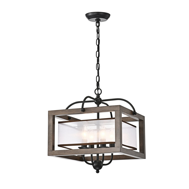 Nikolas 4 - Light Lantern Square Pendant with Wrought Iron Accents