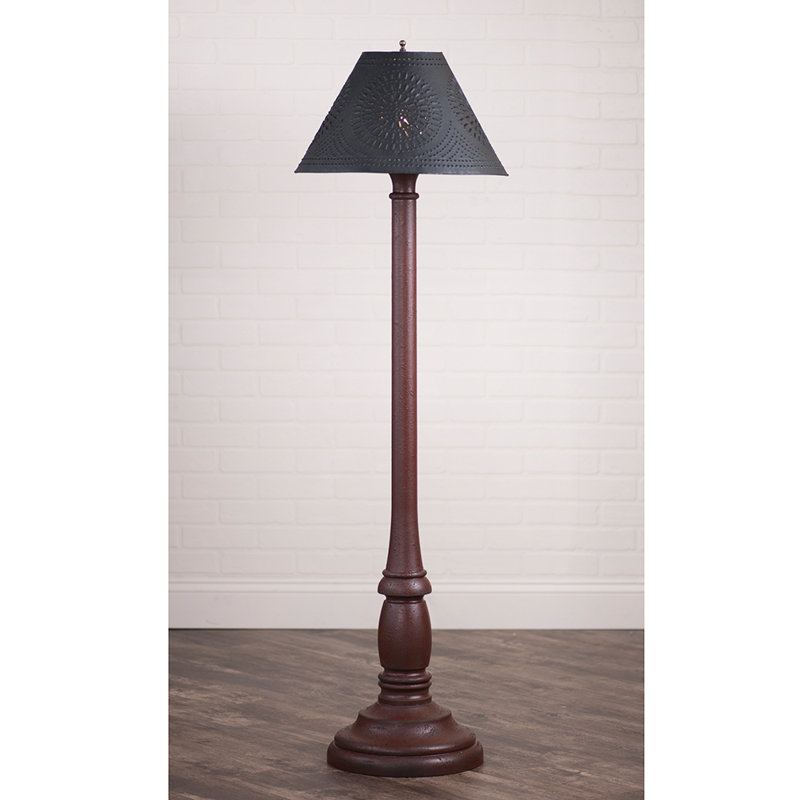 Haslam 59'' Traditional Floor Lamp, Red, Textured Black