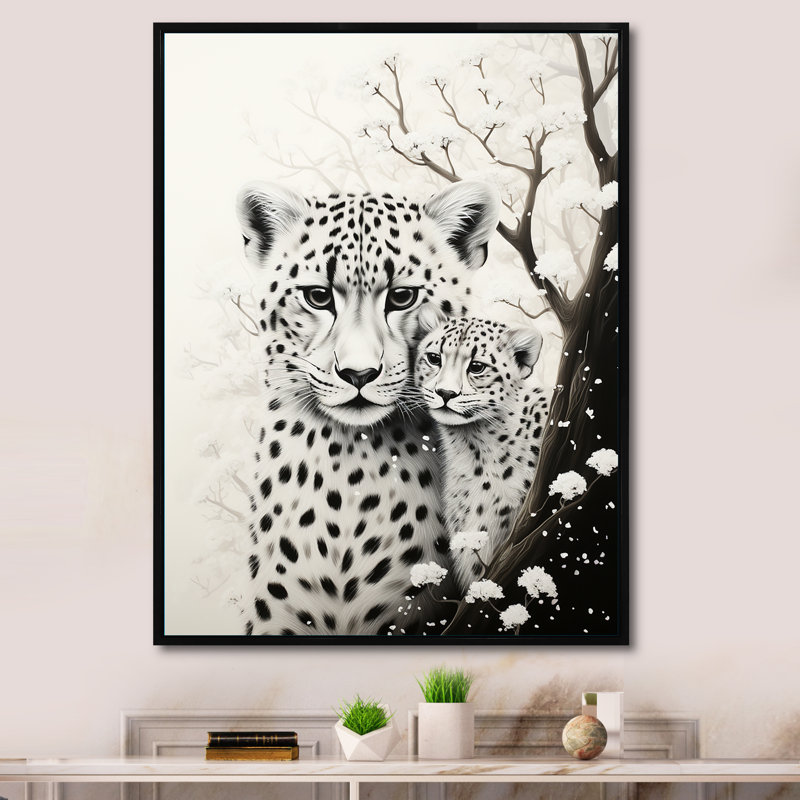 «Tiger Harmony» en monochrome - impression, H 32 po x l 16 po x P 1 po, Cadre flottant noir