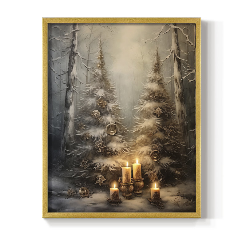 «Christmas Holiday Art Dxxxi», reproduction d'art encadrée - bois massif, H 11 po x l 9 po, Doré