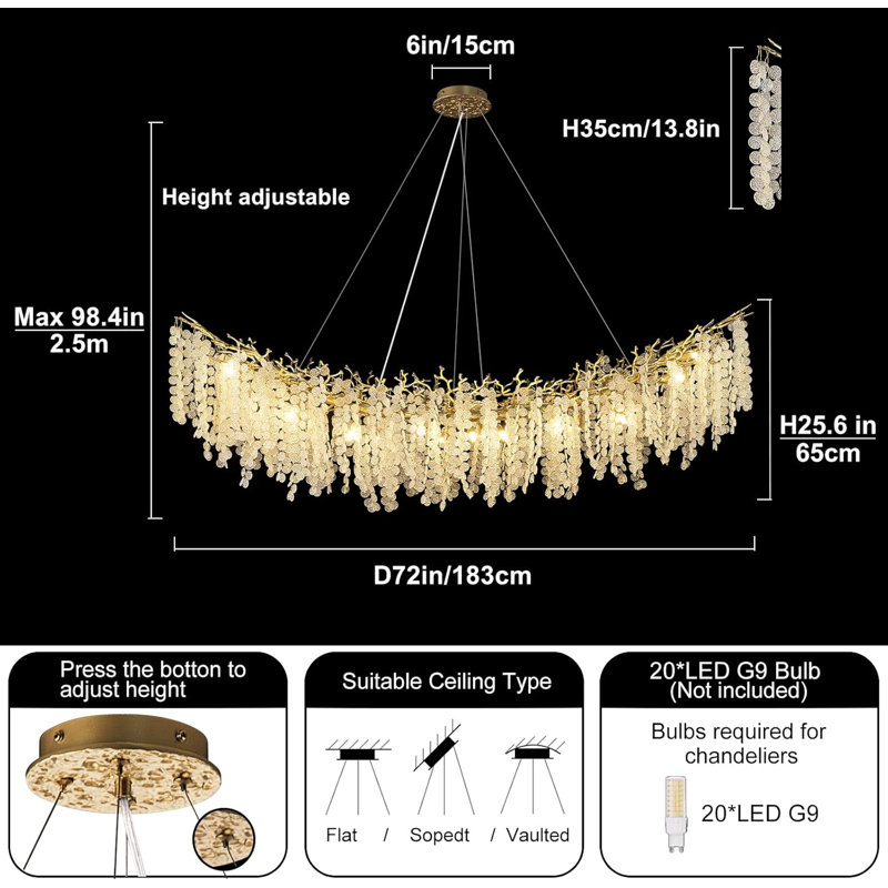 Lustre en cristal, Doré
