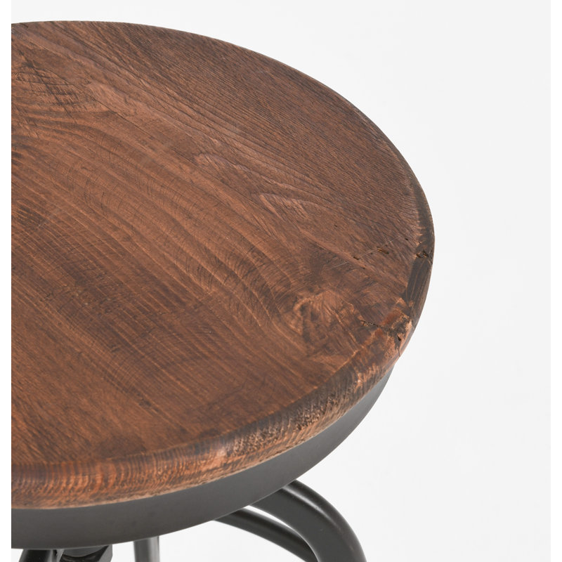 Swivel Solid Wood Adjustable Height Stool, Black