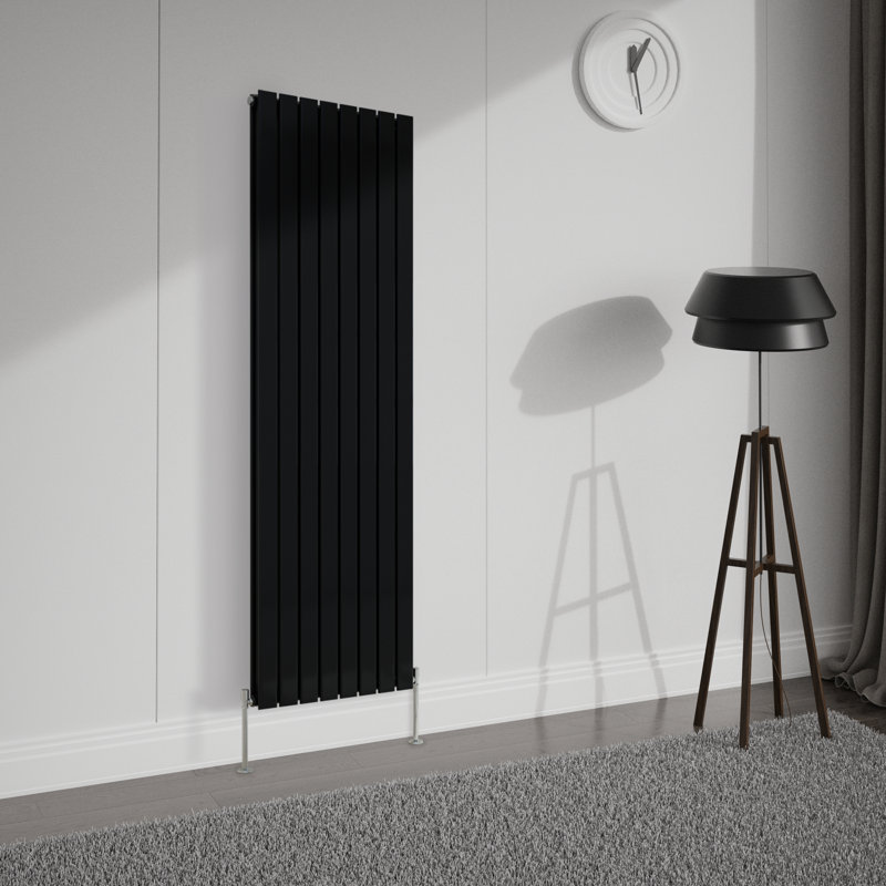 Shonna Vertical Double Flat Panel Radiator, 180cm H x 54.4cm W, Normal Black