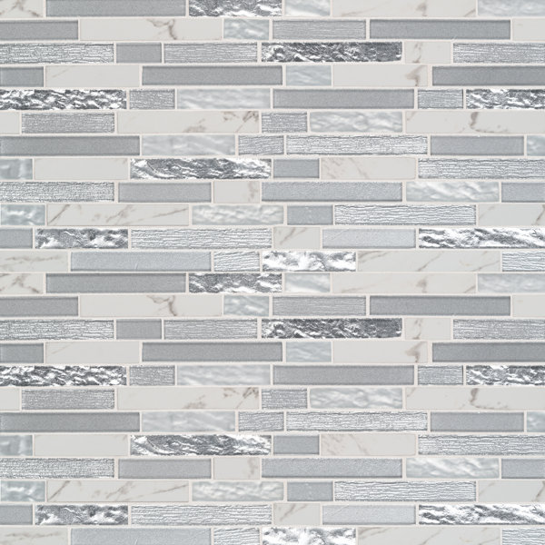 Luna Bristol Interlocking 12 in. x 12 in. Glass Porcelain Blend Mosaic Wall Tile