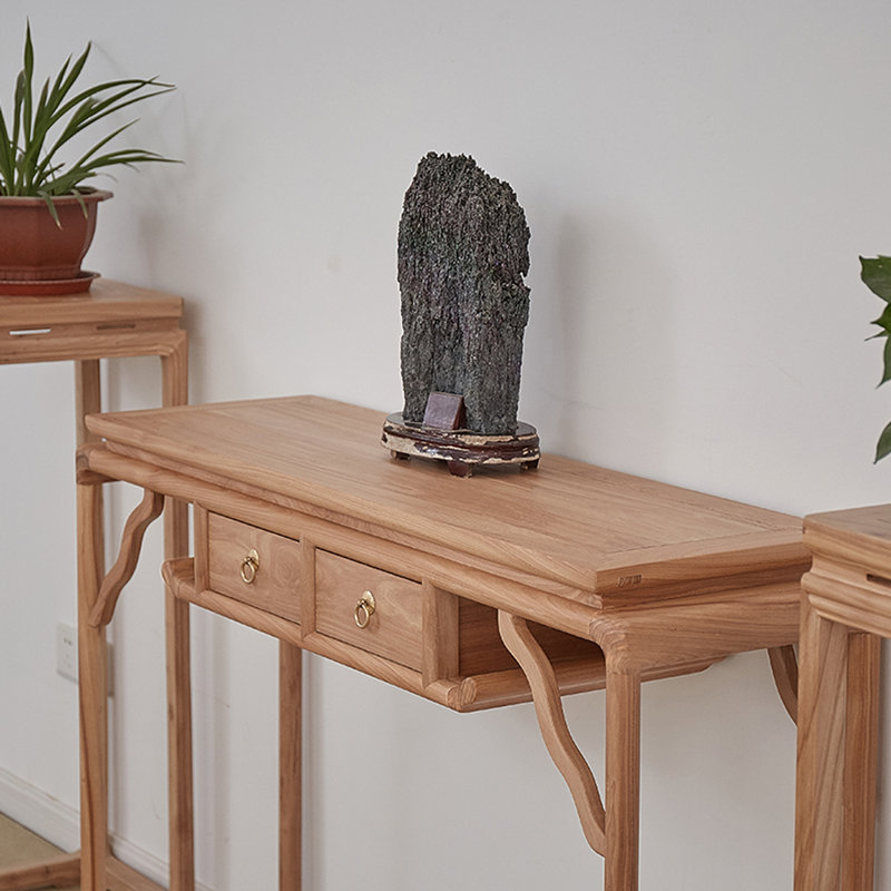 Solid Old Elm Entryway Console, Original Wood