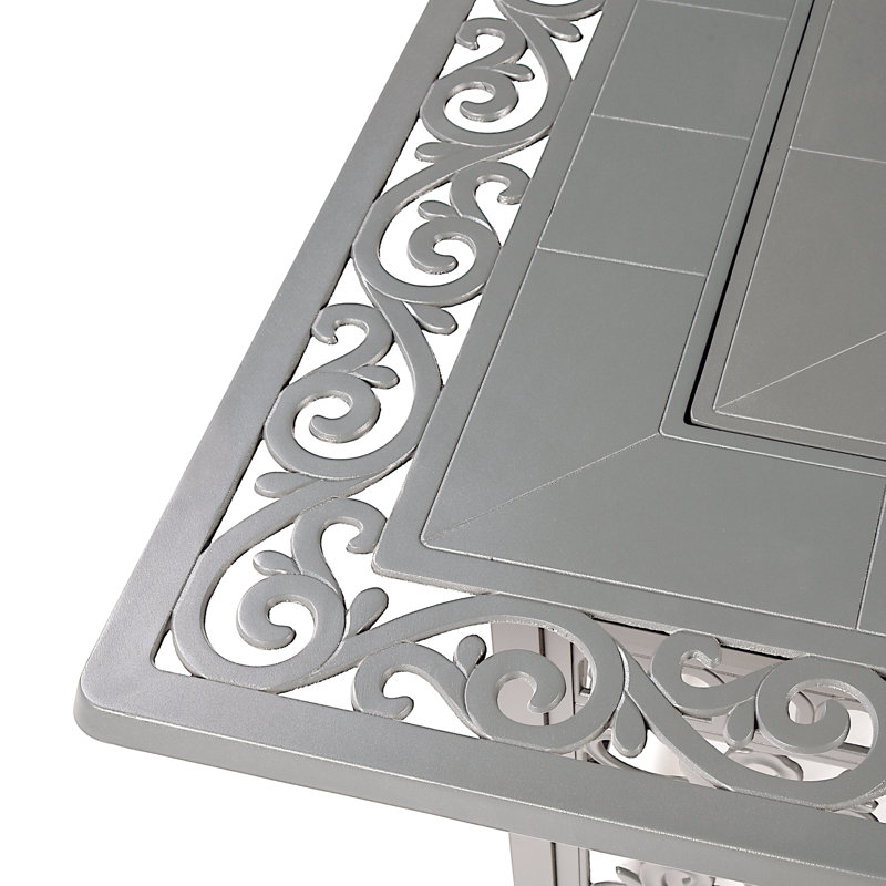 Marquette Square Aluminum Propane Smokeless Fire Pit Table with Hidden Fuel Tank, Gray