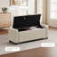Banc de rangement rembourré en similicuir 43 po, repose-pieds capitonné pour le salon, la chambre à coucher, le vestibule, beige-830668893