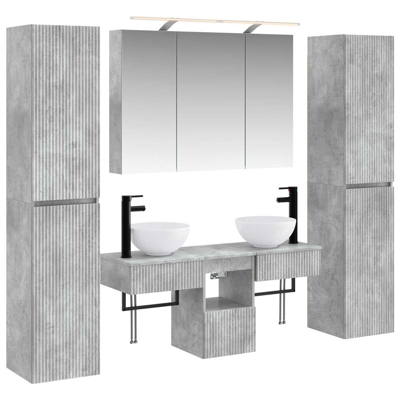 Vanity & Mirror Set, Light Grey