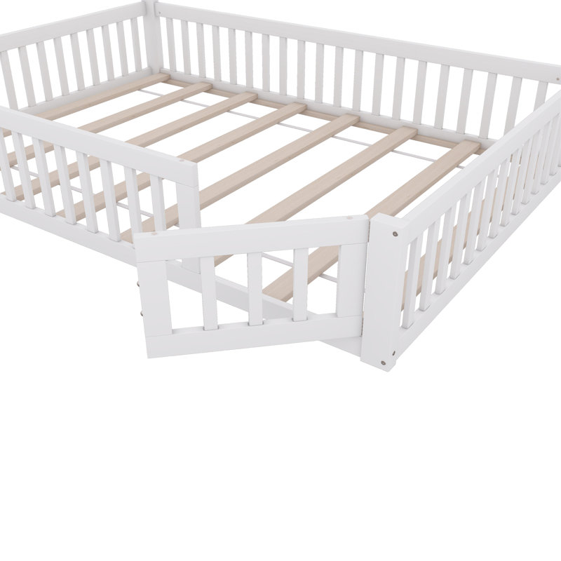 Solid Wood Bed, White,  European Double (140 x 200 cm)