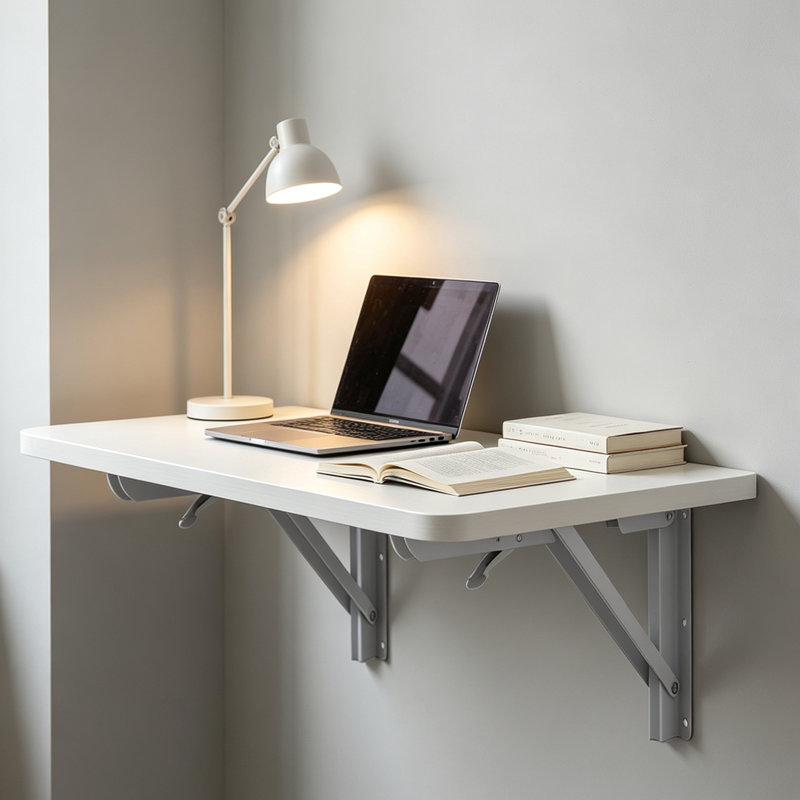 Space-saving Floating Wall-Mounted Rectangular Fold-Down Table, 26 cm H x 80 cm W x 40 cm D