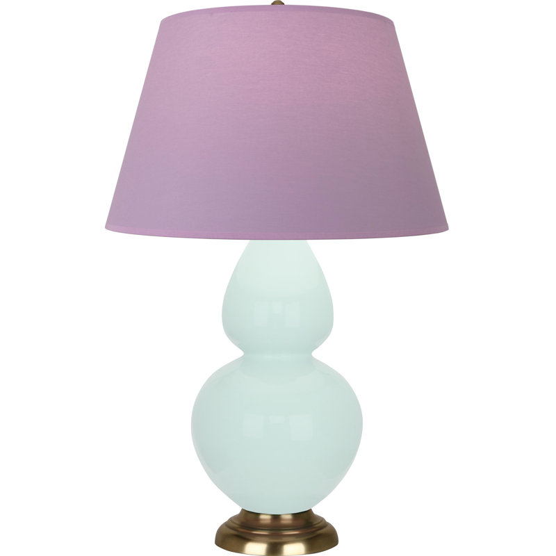 Lampe de table double gourde en céramique, Lavande / prune, Menthe glacée, Laiton