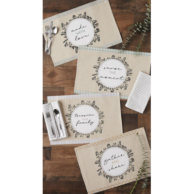  Heartfelt Sayings Embellished Placemat Set/4