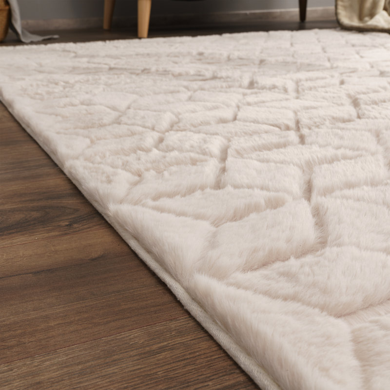 Pranvi Uniform Colour Area Rug, Beige, Rectangular 80cm x 150cm