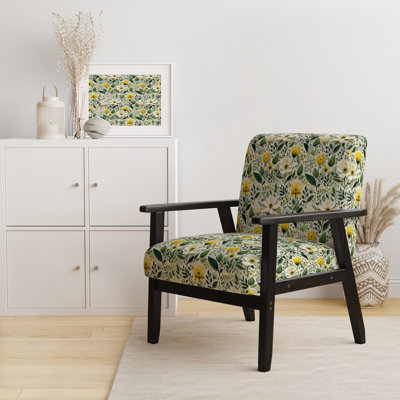 Fauteuil d'appoint rembourré bohémien et éclectique Meadow Greenery Botanical Green