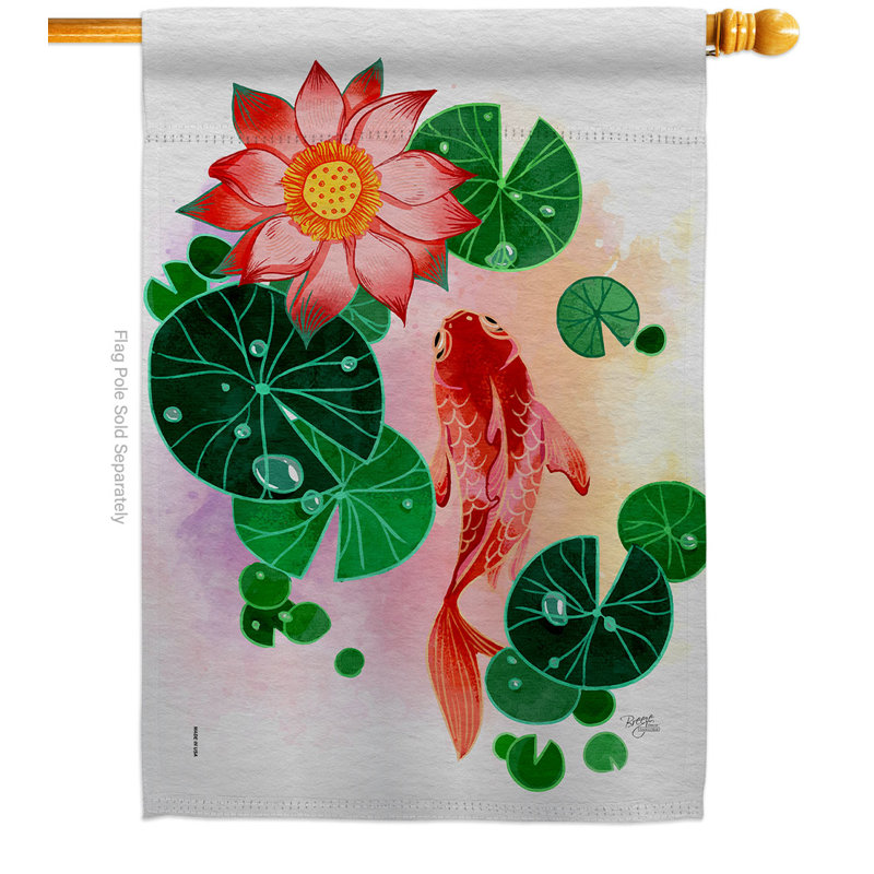 Bannière en polyester 40 po x 28 po Lotus Pond