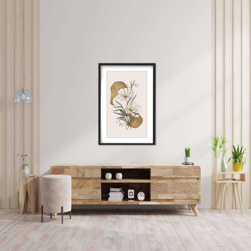 Nature Inspired Flowers And Gold, 40" H x 30" W