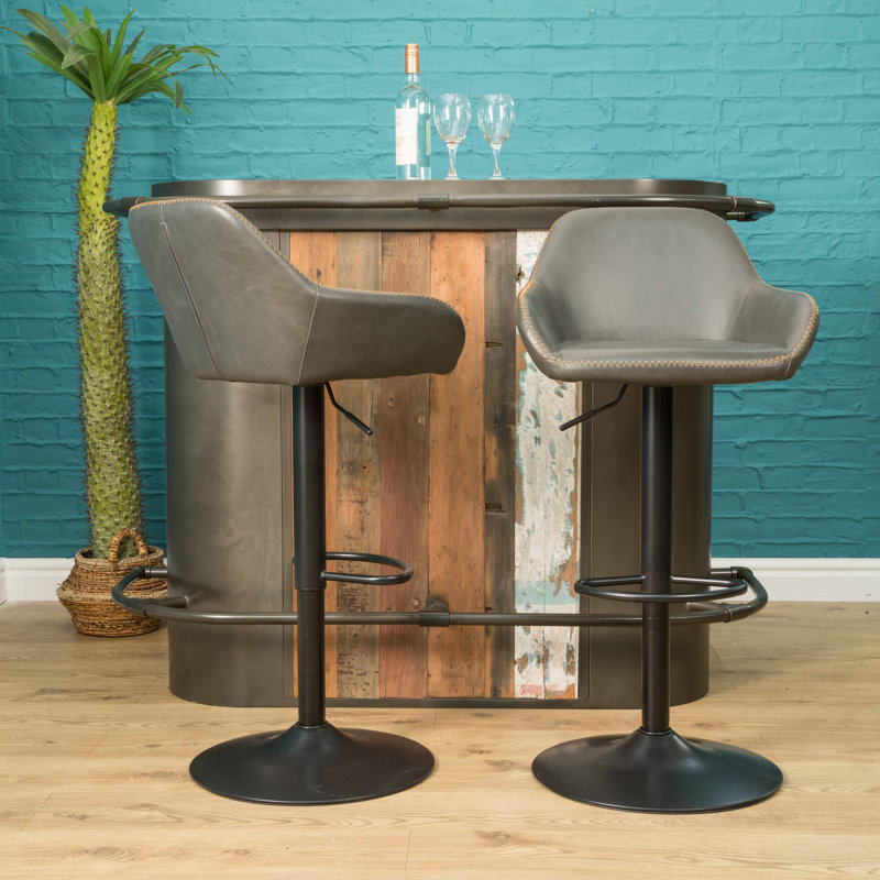 Winfield Swivel Upholstered Adjustable Height Counter Stool with Metal Frame, Grey